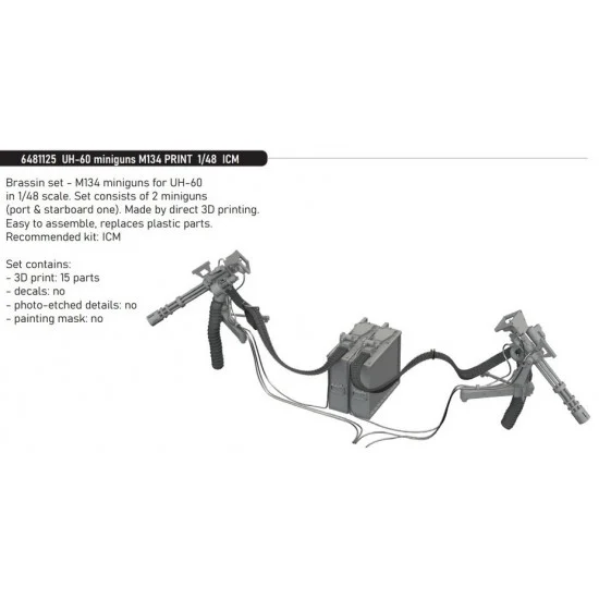 Eduard 6481125 1/48 UH-60 Miniguns M134 for ICM kits