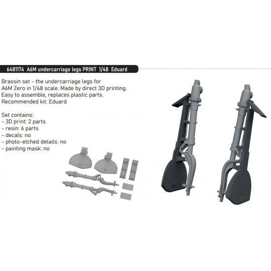 Eduard 6481174 1/48 A6M Zero 3D Undercarriage Legs for Eduard kits - Model Planes