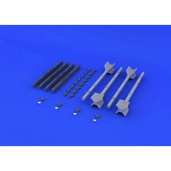 Eduard 648125 1/48 R-3S / AA-2 Atoll-A Rockets (x4) Set w/APU-13 Launchers (Resin+PE+Decals)