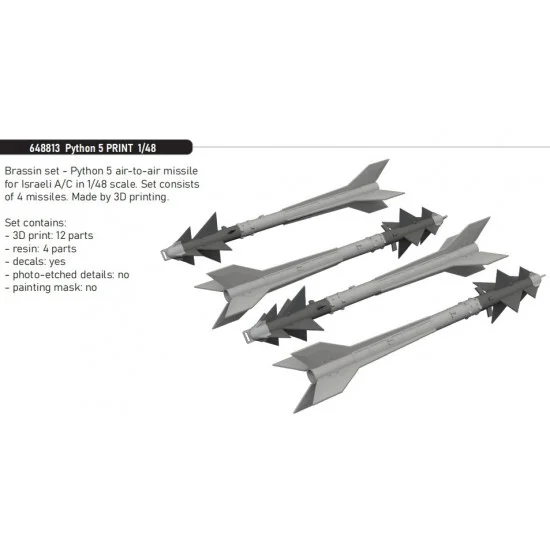 Eduard 648813 1/48 Israeli A/C Python 5 AAMs Missile - Model Planes