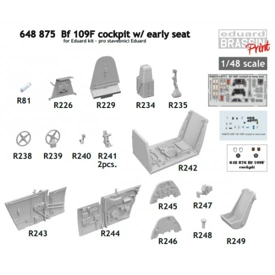 Eduard 648875 1/48 Messerschmitt Bf 109F Cockpit w/Early Seat for Eduard kits - Model Planes