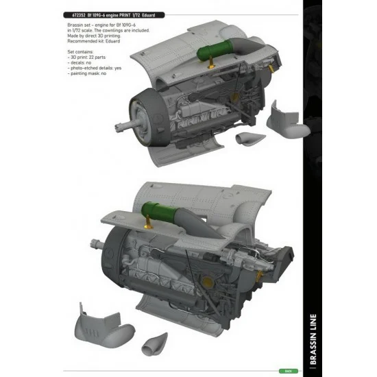 Eduard 672352 1/72 Messerschmitt Bf 109G-6 Engine for Eduard kits