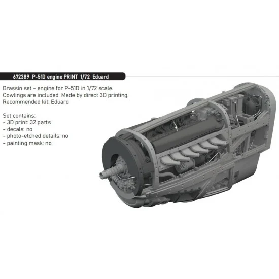 Eduard 672389 1/72 P-51D Mustang Engine for Eduard kits
