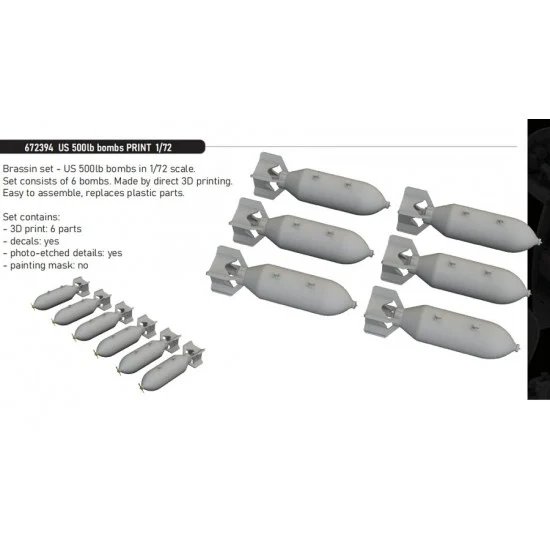Eduard 672394 1/72 US 500lb Bombs - Model Planes