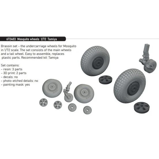 Eduard 672403 1/72 Mosquito Wheels for Tamiya kits - Model Planes
