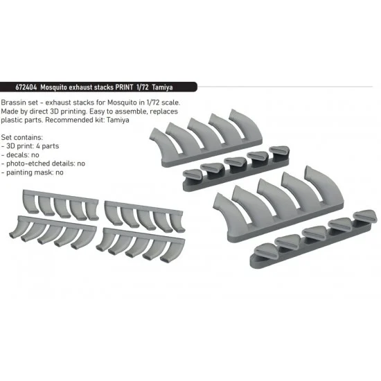 Eduard 672404 1/72 Mosquito Exhaust Stacks for Tamiya kits - Model Planes