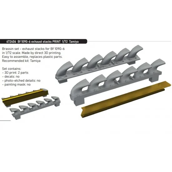 Eduard 672406 1/72 Bf 109G-6 Exhaust Stacks for Tamiya kits