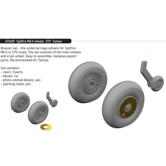 Eduard 672407 1/72 Supermarine Spitfire Mk.V Wheels for Tamiya kits - Model Planes