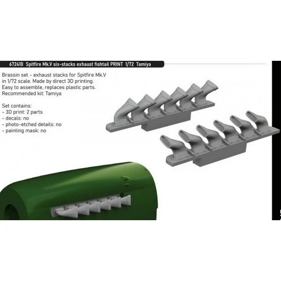 Eduard 672410 1/72 Supermarine Spitfire Mk.V Six-stacks Exhaust Fishtail for Tamiya kits