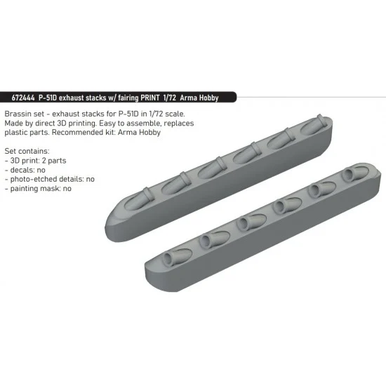Eduard 672444 1/72 P-51D Mustang Exhaust Stacks with Fairing for Arma Hobby kits