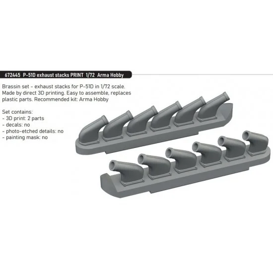 Eduard 672445 1/72 P-51D Mustang Exhaust Stacks for Arma Hobby kits