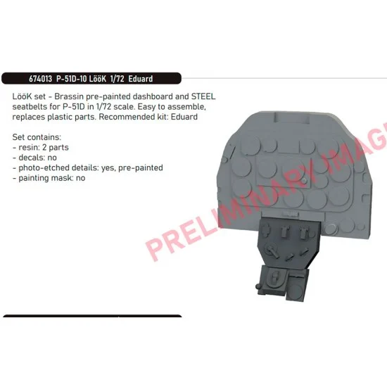 Eduard 674013 1/72 P-51D-10 Mustang Dashboard and Seatbelts for Eduard kits