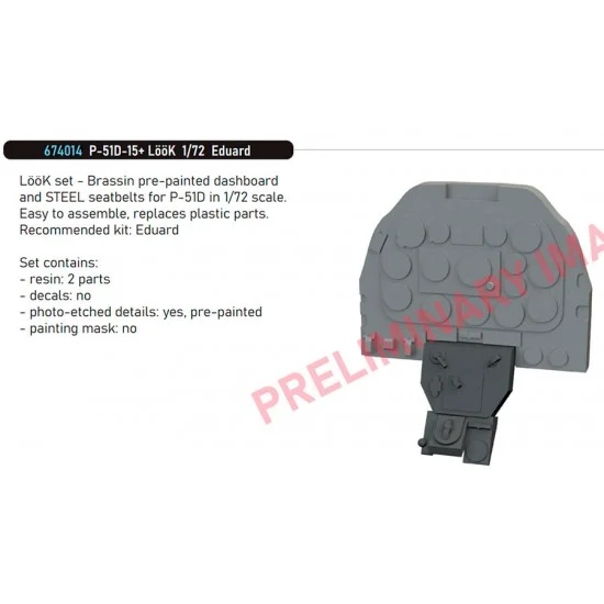 Eduard 674014 1/72 P-51D-15+ Mustang Dashboard and Seatbelts for Eduard kits