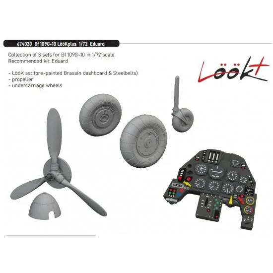 Eduard 674020 1/72 Me Bf 109G-10 Dashboard, Seatbelts, Propeller, Wheels for Eduard kits