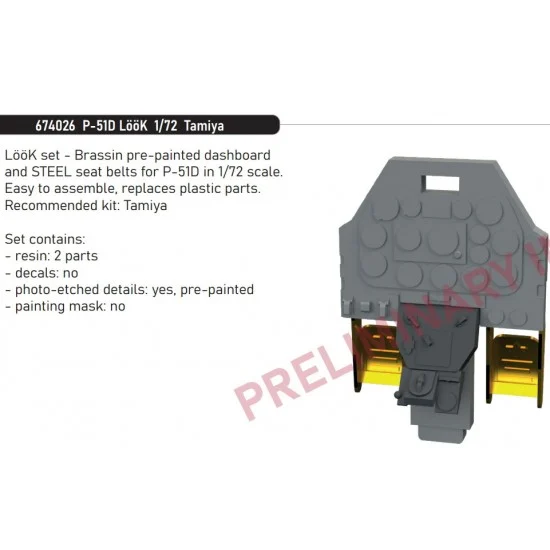 Eduard 674026 1/72 P-51D Dashboard and Seatbelts for Tamiya kits