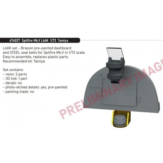 Eduard 674027 1/72 Spitfire Mk.V Dashboard and Seatbelts for Tamiya kits - Model Planes
