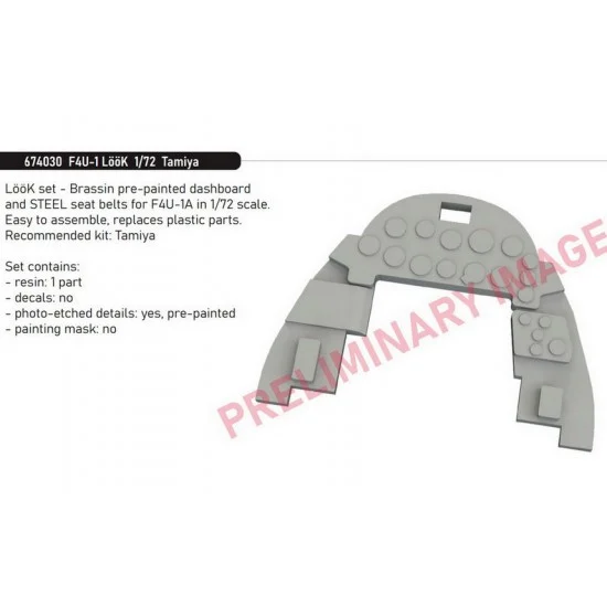 Eduard 674030 1/72 Vought F4U-1A Corsair Dashboard and Steelbelts for Tamiya kits