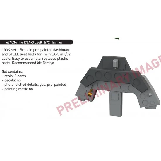 Eduard 674034 1/72 Focke-Wulf Fw 190A-3 Dashboard and Steelbelts for Tamiya kits