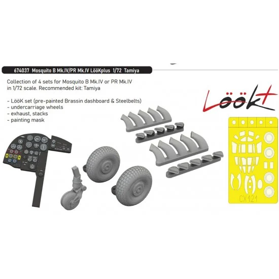 Eduard 674037 1/72 Mosquito B Mk.Iv/Pr Mk.Iv Dashboard, Seatbelts and other Detail parts for Tamiya kits - Model Planes