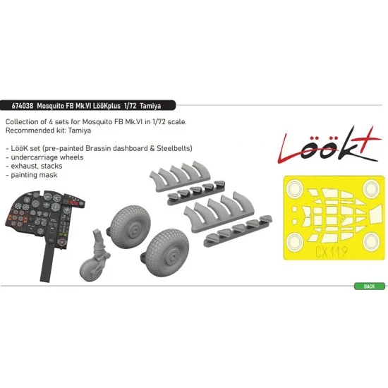 Eduard 674038 1/72 Mosquito FB Mk.VI Dashboard, Seatbelts and other Detail parts for Tamiya kits - Model Planes