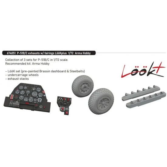 Eduard 674051 1/72 P-51B/C Exhausts with Fairings Detail Set for Arma Hobby kits