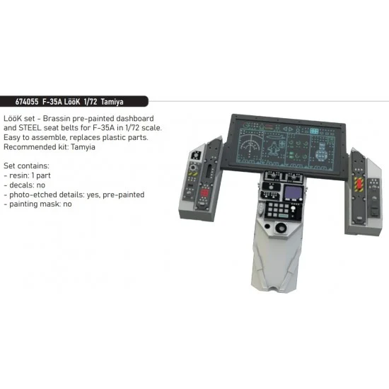 Eduard 674055 1/72 F-35A Lightning II Dashboard and Seatbelts for Tamiya kits