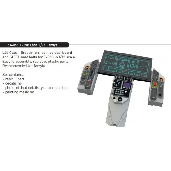 Eduard 674056 1/72 F-35B Lightning II Dashboard and Seatbelts for Tamiya kits