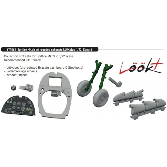 Eduard 674063 1/72 Spitfire Mk.Vb W/ Rounded Exhausts Detail Set for Eduard kits - Model Planes