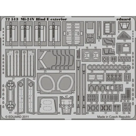 Eduard 72513 Photo-etched parts for 1/72 Mil Mi-24V Hind E Exterior for Zvezda kit