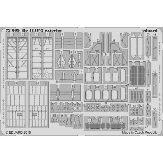 Eduard 72609 1/72 Heinkel He 111P-2 Exterior Detail Set for Airfix kit (1 Photo-Etched Sheet)