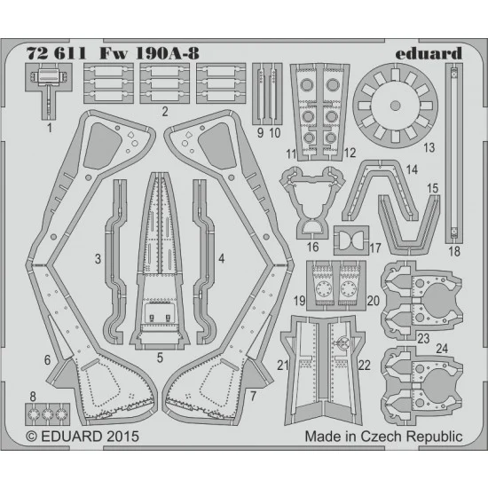 Eduard 72611 1/72 Focke-Wulf Fw 190A-8 Exterior Detail Set for Eduard kit (1 PE sheet)