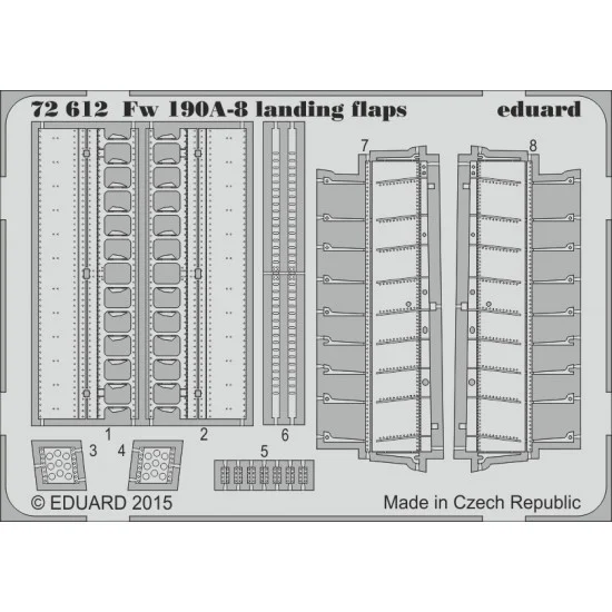 Eduard 72612 1/72 Focke-Wulf Fw 190A-8 Landing Flaps for Eduard kit (1 PE sheet)