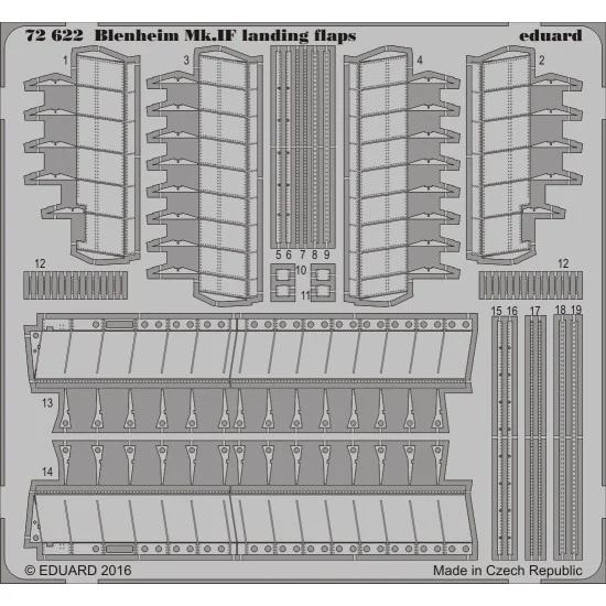 Eduard 72622 1/72 Bristol Blenheim Mk.IF Landing Flaps for Airfix #04059 kit (1 Photo-Etched Sheet)