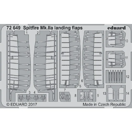 Eduard 72649 1/72 Supermarine Spitfire Mk.IIa Landing Flaps for Revell kit (1 Photo-Etched Sheet)