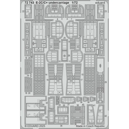 Eduard 72743 1/72 Grumman E-2C/C+ Hawkeye Undercarriage PE parts for Heller kits