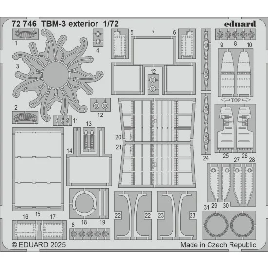 Eduard 72746 1/72 TBM-3 Avenger Exterior Photo-etched set for Hobby Boss kits