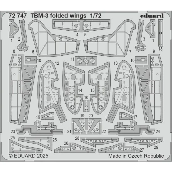 Eduard 72747 1/72 TBM-3 Avenger Folded Wings Photo-etched set for Hobby Boss kits
