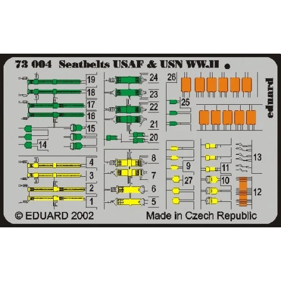 Eduard 73004 Colour Photoetch for 1/72 USAF & USN WWII Seatbelts - Model Planes