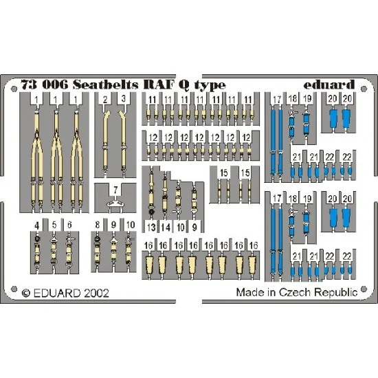 Eduard 73006 Colour Photoetch for 1/72 Seatbelts RAF Q Type - Model Planes