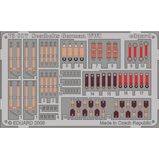 Eduard 73017 Colour Photoetch for 1/72 WWI German Seatbelts - Model Planes