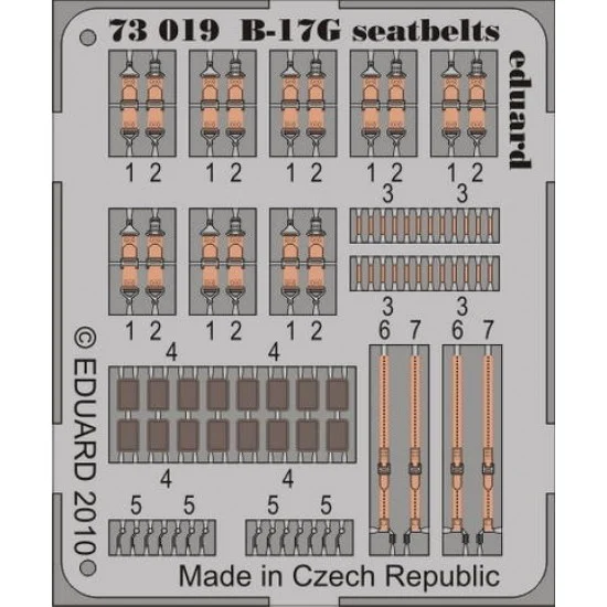 Eduard 73019 Colour Photoetch for 1/72 Boeing B-17G Flying Fortress Seatbelts for Revell kit
