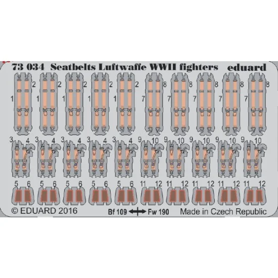 Eduard 73034 1/72 WWII Luftwaffe Fighters Seatbelts (Steel, 1 Photo-Etched Sheet)