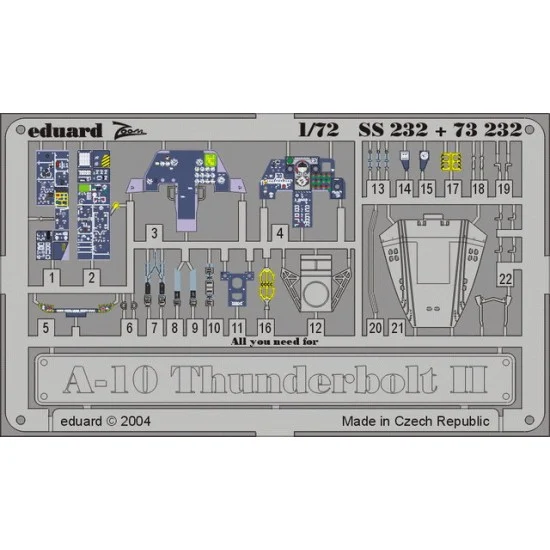 Eduard 73232 1/72 A-10 Thunderbolt II Colour Photoetch Set Vol.1 for Italeri/Revell kit