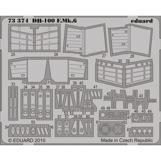 Eduard 73374 Colour Photoetch for 1/72 De Havilland DH-100 F.Mk.6 for Amodel kit