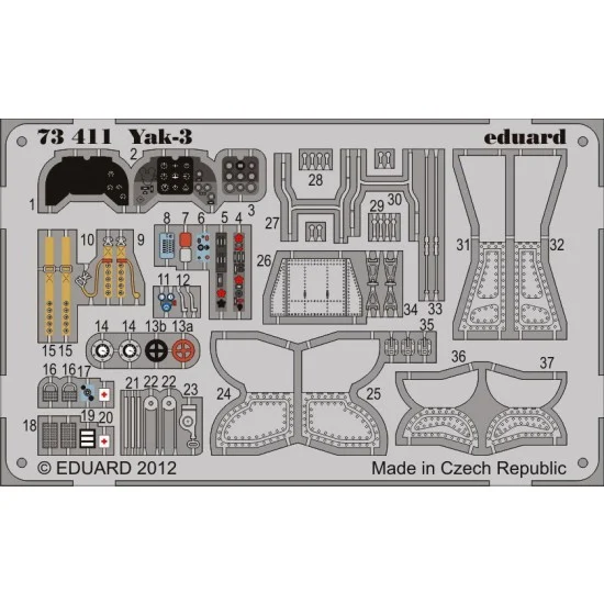 Eduard 73411 Colour Photo-Etched set for 1/72 Yak-3 for Zvezda kit