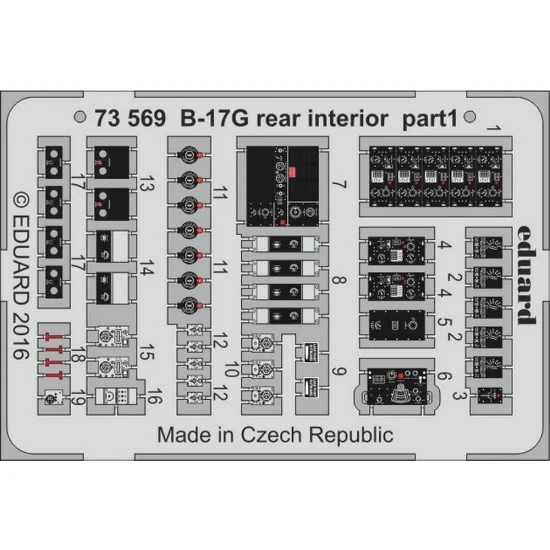Eduard 73569 1/72 Boeing B-17G Flying Fortress Rear Interior Detail Set for Airfix kit A08017 (2PE)