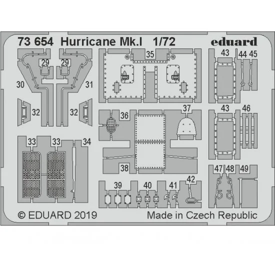 Eduard 73654 1/72 Hawker Hurricane Mk.I Detail Set (Photo-etched Sheets) for Arma Hobby kits
