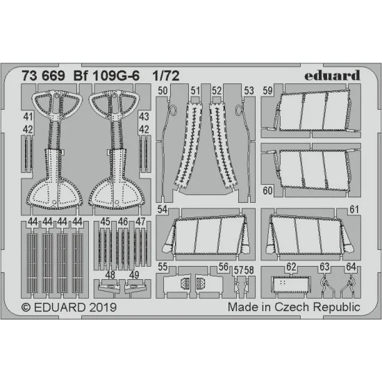 Eduard 73669 1/72 Messerschmitt Bf 109G-6 Detail Set for Tamiya kits (2 sheets)