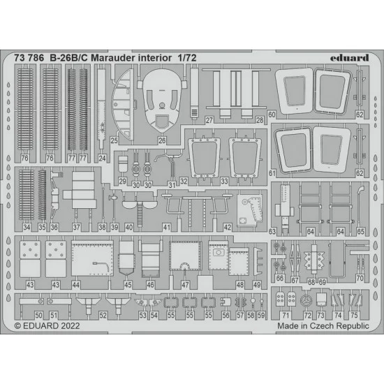 Eduard 73786 1/72 B-26B/C Marauder Interior Detail set for Hasegawa/Hobby 2000 kits