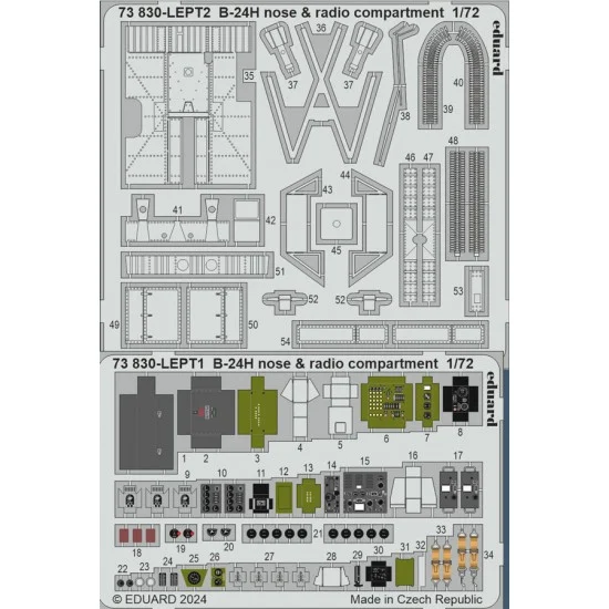 Eduard 73830 1/72 B-24H Liberator Nose and Radio Compartment PE Sheet for Airfix kits